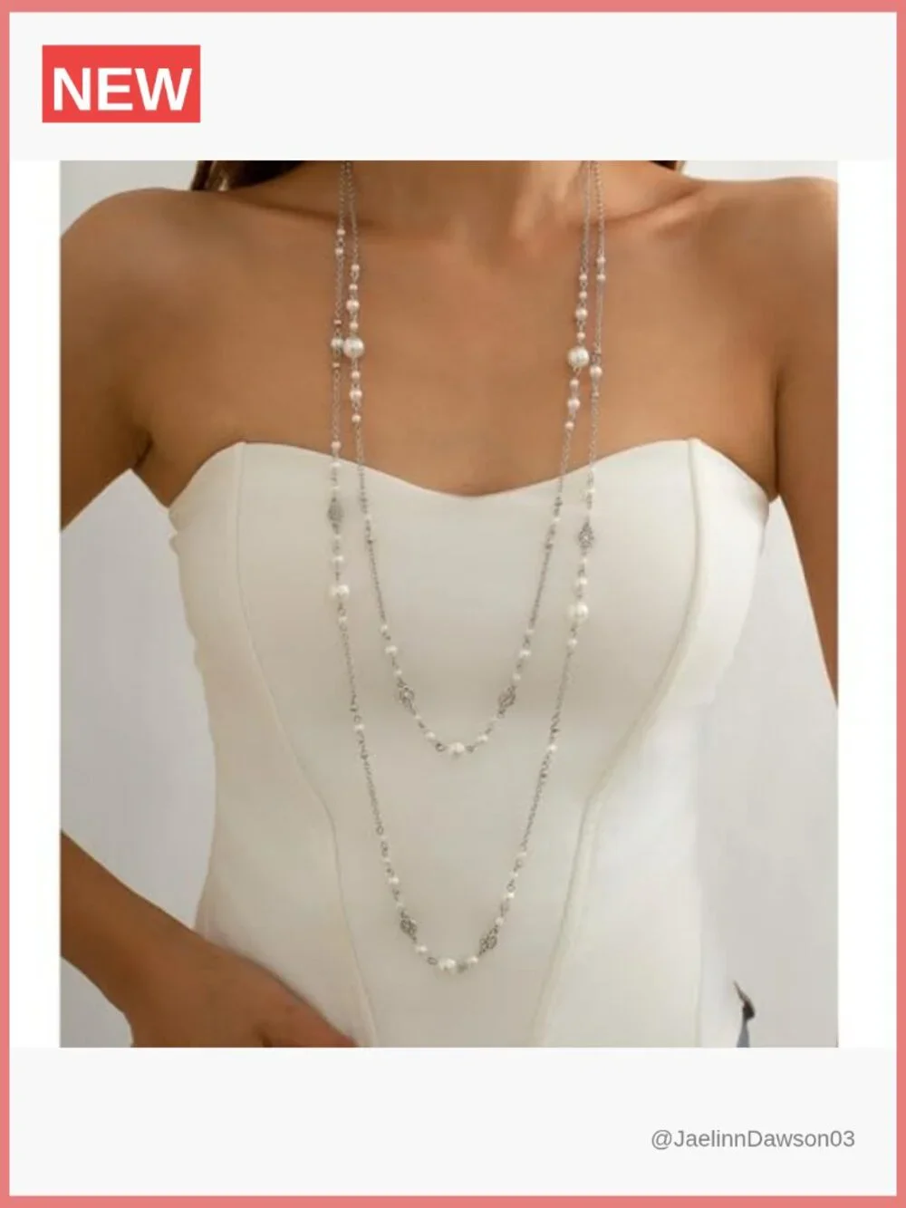Long Pearl Necklace Dainty Layered Chain Statement Sweater Strand Jewelry
